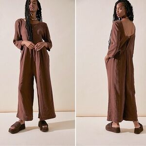 FREE PEOPLE SHILOH TEXTURED JUMPSUIT SIZE LARGE
